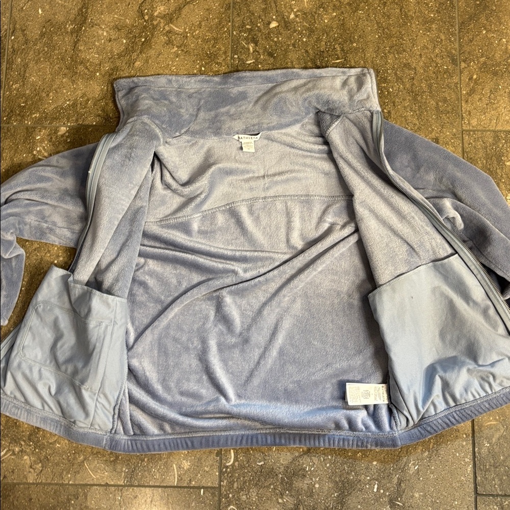 Athleta Light Cozy Karma zip fleece jacket, M, light blue - Picture 7 of 11